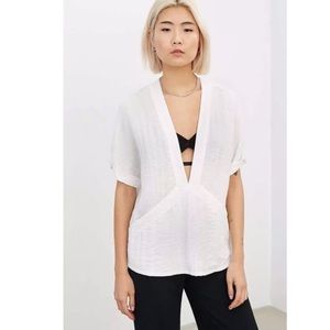 silence + noise carson plunge deep v neck tunictop